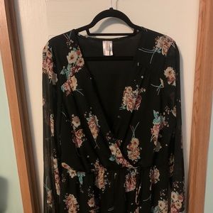 Xhiliration Black Floral Romper